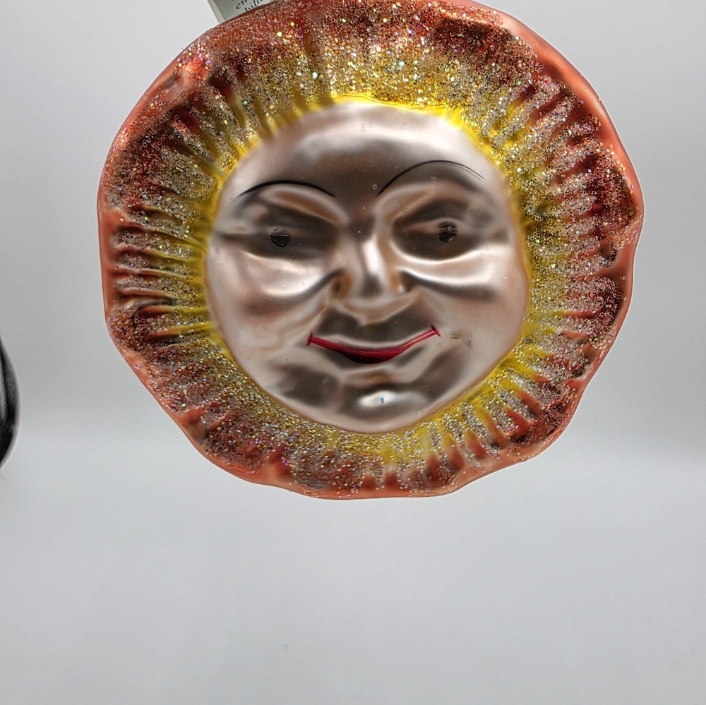 Vintage Christopher Radko 1991 Dusk & Dawn Double Sided Glass Christmas Ornament